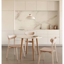 Table Ronde Extensible 90 à 170x90 Blanc et bois hêtre Quio VeryForma Table Ronde Extensible 90 à 170x90 Blanc et bois hêtre Quio VeryForma