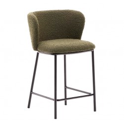 Lot de 2 Tabourets Hauts bouclette verte et métal noir Elia VeryForma Lot de 2 Tabourets Hauts bouclette verte et métal noir Elia VeryForma