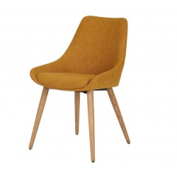 Set 2 Sedie da Pranzo Ari Tessuto Ocra Rovere Scuro Base VeryForma Set 2 Sedie da Pranzo Ari Tessuto Ocra Rovere Scuro Base VeryForma