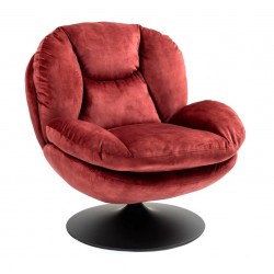 Fauteuil pivotant Top tissu velours rouge bordeaux VeryForma Fauteuil pivotant Top tissu velours rouge bordeaux VeryForma