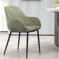 Lot de 2 Chaises Repas Ibis tissu chenille kaki Pieds métal VeryForma Lot de 2 Chaises Repas Ibis tissu chenille kaki Pieds métal VeryForma