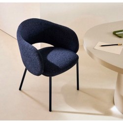 Lot de 2 Chaises Aina tissu chenille bleue et métal VeryForma Lot de 2 Chaises Aina tissu chenille bleue et métal VeryForma