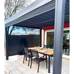 Pergola Bioclimatique 2 Rideaux côté 10,80 m2 aluminium anthracite Habrita Pergola Bioclimatique 2 Rideaux côté 10,80 m2 aluminium anthracite Habrita