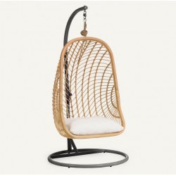 Cadeira Suspensa Kate em Rattan Natural e Aço Cinza Escuro VeryForma Cadeira Suspensa Kate em Rattan Natural e Aço Cinza Escuro VeryForma