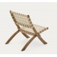 Beli Folding Armchair in solid wood and cream rope VeryForma