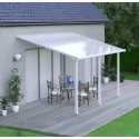 Olympia 3x4.25m white aluminium and Canopia polycarbonate wall-mounted pergola